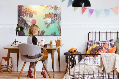 Tablă magnetică cu ștergere uscată cu model de palmieri tropicali