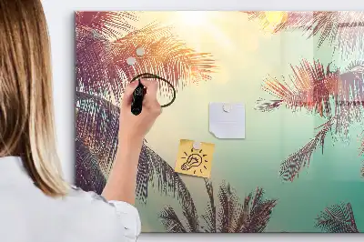 Tablă magnetică cu ștergere uscată cu model de palmieri tropicali