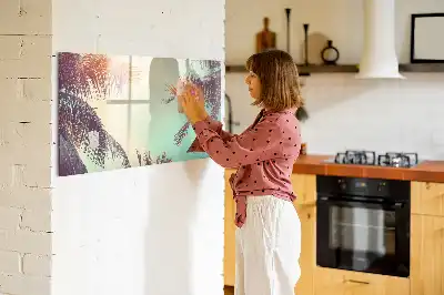 Tablă magnetică cu ștergere uscată cu model de palmieri tropicali
