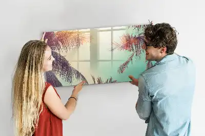 Tablă magnetică cu ștergere uscată cu model de palmieri tropicali