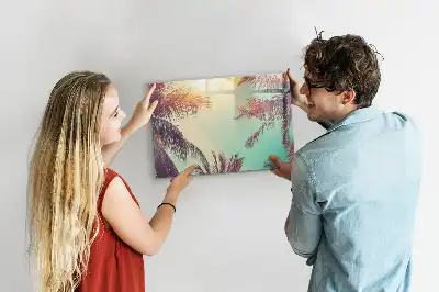 Tablă magnetică cu ștergere uscată cu model de palmieri tropicali