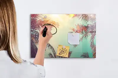 Tablă magnetică cu ștergere uscată cu model de palmieri tropicali