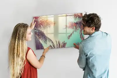 Tablă magnetică cu ștergere uscată cu model de palmieri tropicali