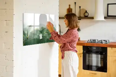 Tablă magnetică cu ștergere uscată cu model de frunză abstractă
