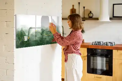 Tablă magnetică cu ștergere uscată cu model de frunză abstractă