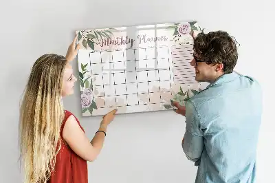 Tablă magnetică cu ștergere uscată cu model floral de trandafiri