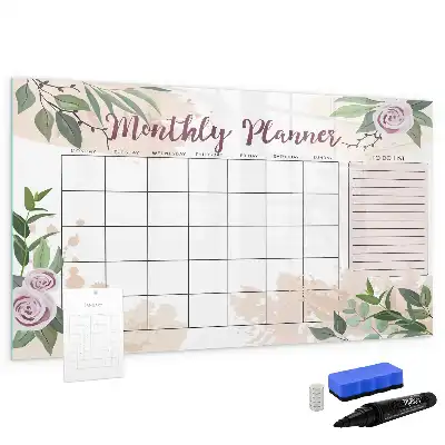 Tablă magnetică cu ștergere uscată cu model floral de trandafiri