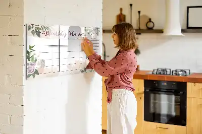 Tablă magnetică cu ștergere uscată cu model floral de trandafiri