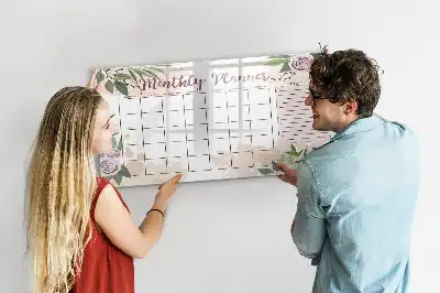 Tablă magnetică cu ștergere uscată cu model floral de trandafiri