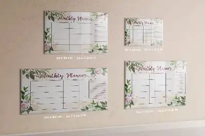 Tablă magnetică cu ștergere uscată cu model floral de trandafiri