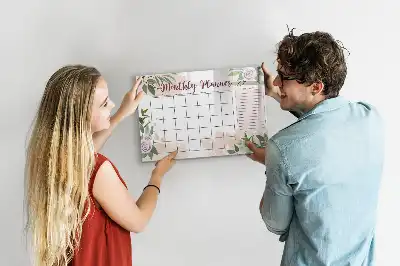 Tablă magnetică cu ștergere uscată cu model floral de trandafiri
