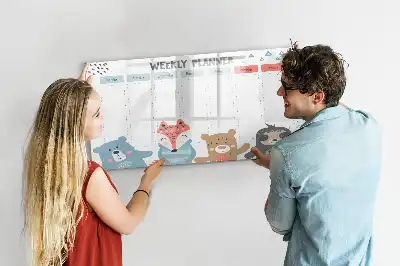 Tablă magnetică cu ștergere uscată pentru orar săptămânal