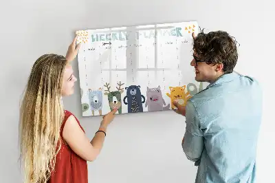 Tablă magnetică cu ștergere uscată planificator săptămânal pentru copii