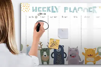 Tablă magnetică cu ștergere uscată planificator săptămânal pentru copii
