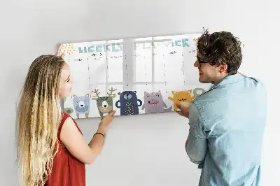 Tablă magnetică cu ștergere uscată planificator săptămânal pentru copii