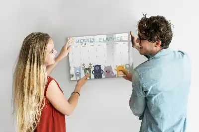 Tablă magnetică cu ștergere uscată planificator săptămânal pentru copii