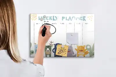 Tablă magnetică cu ștergere uscată planificator săptămânal pentru copii