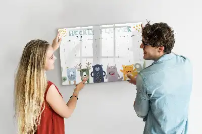Tablă magnetică cu ștergere uscată planificator săptămânal pentru copii