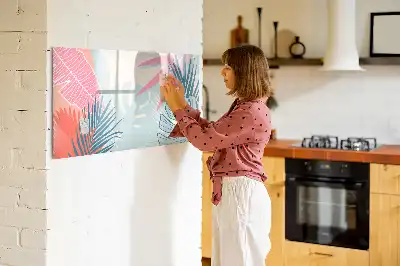 Tablă magnetică cu ștergere uscată model frunze pastelate