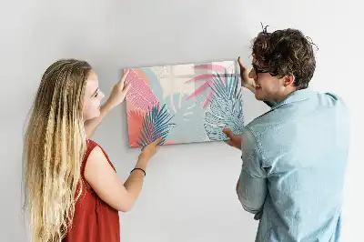 Tablă magnetică cu ștergere uscată model frunze pastelate