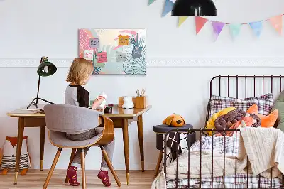 Tablă magnetică cu ștergere uscată model frunze pastelate