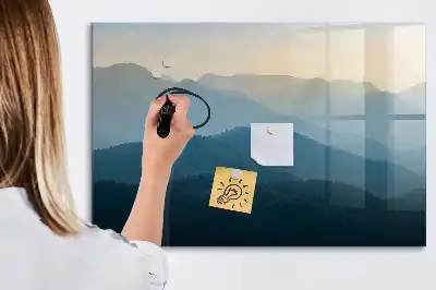 Tablă magnetică cu ștergere uscată cu model de abstracție de peisaj