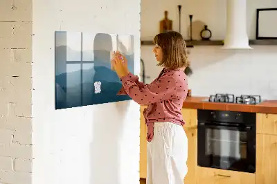 Tablă magnetică cu ștergere uscată cu model de abstracție de peisaj