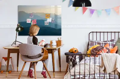 Tablă magnetică cu ștergere uscată cu model de abstracție de peisaj