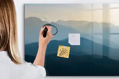 Tablă magnetică cu ștergere uscată cu model de abstracție de peisaj