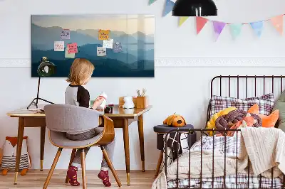 Tablă magnetică cu ștergere uscată cu model de abstracție de peisaj