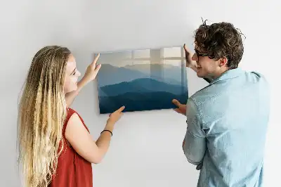 Tablă magnetică cu ștergere uscată cu model de abstracție de peisaj