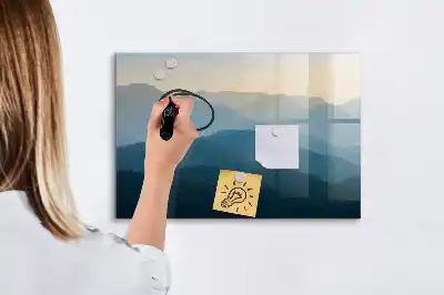 Tablă magnetică cu ștergere uscată cu model de abstracție de peisaj