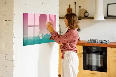 Tablă magnetică cu ștergere uscată cu design cer în gradient