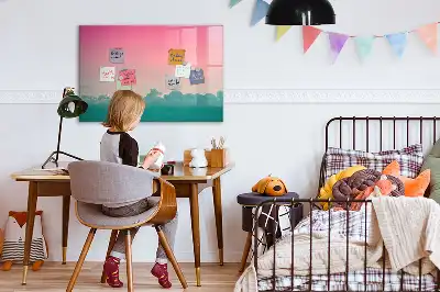Tablă magnetică cu ștergere uscată cu design cer în gradient