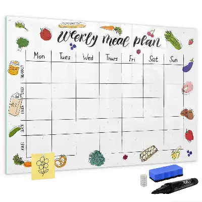 Tablă magnetică cu ștergere uscată planificator săptămânal de mese