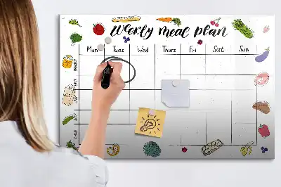 Tablă magnetică cu ștergere uscată planificator săptămânal de mese