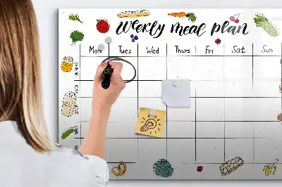 Tablă magnetică cu ștergere uscată planificator săptămânal de mese