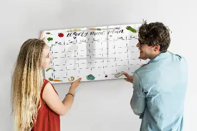 Tablă magnetică cu ștergere uscată planificator săptămânal de mese
