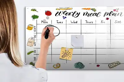 Tablă magnetică cu ștergere uscată planificator săptămânal de mese