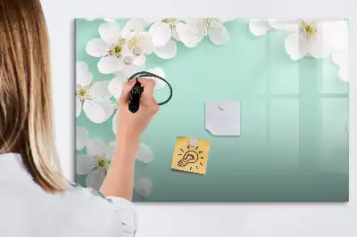 Tablă magnetică cu ștergere uscată model cu margarete plutitoare