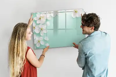 Tablă magnetică cu ștergere uscată model cu margarete plutitoare