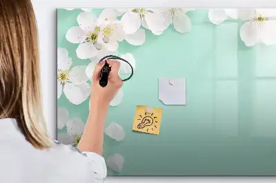 Tablă magnetică cu ștergere uscată model cu margarete plutitoare