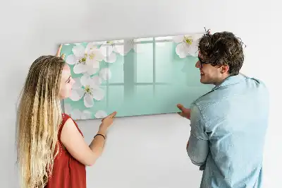 Tablă magnetică cu ștergere uscată model cu margarete plutitoare