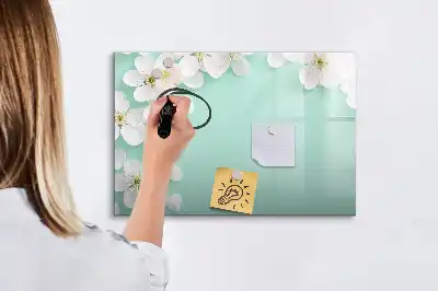 Tablă magnetică cu ștergere uscată model cu margarete plutitoare
