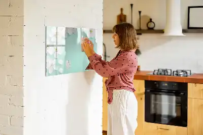 Tablă magnetică cu ștergere uscată model cu margarete plutitoare