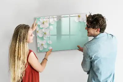 Tablă magnetică cu ștergere uscată model cu margarete plutitoare