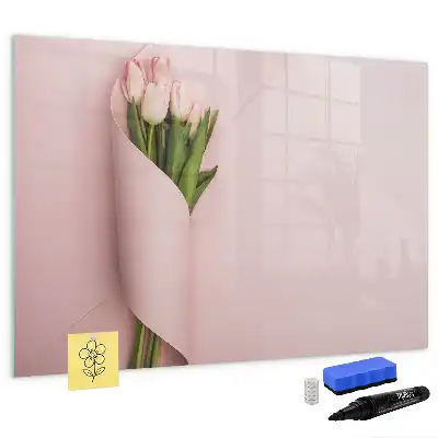 Tablă magnetică cu ștergere uscată model cu buchet de flori