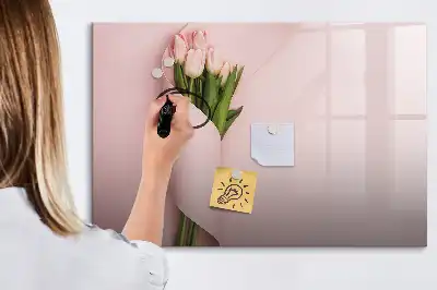 Tablă magnetică cu ștergere uscată model cu buchet de flori