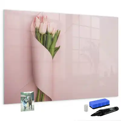 Tablă magnetică cu ștergere uscată model cu buchet de flori