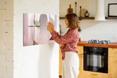Tablă magnetică cu ștergere uscată model cu buchet de flori